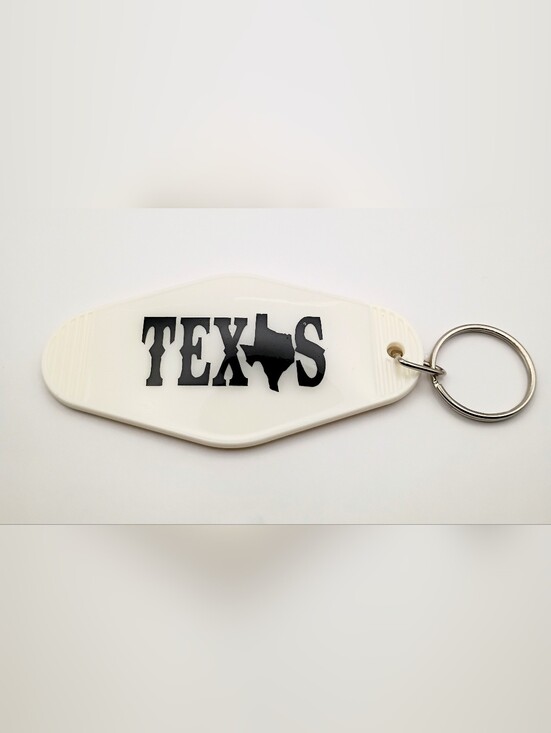 Handmade Accessories - Texas White Keychain Card Holder with Black Text